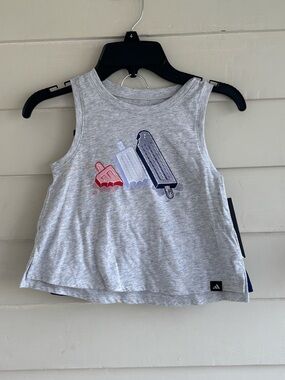 adidas 2 Piece Girl’s Gray Tank Top Popsicle Graphics and Skort Size 4 NWT
